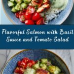 Salmon with Basil Sauce and Tomato Salad Recipe