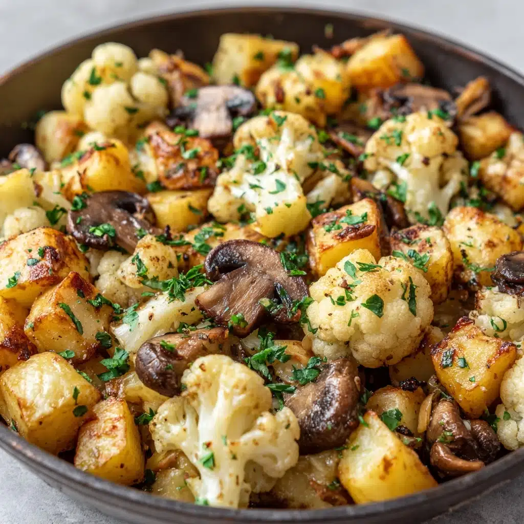 Garlic Mushrooms Cauliflower Skillet Recipe - Recipe Image