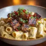 Garlic Butter Steak Bites Over Creamy Pepper Jack Penne Recipe