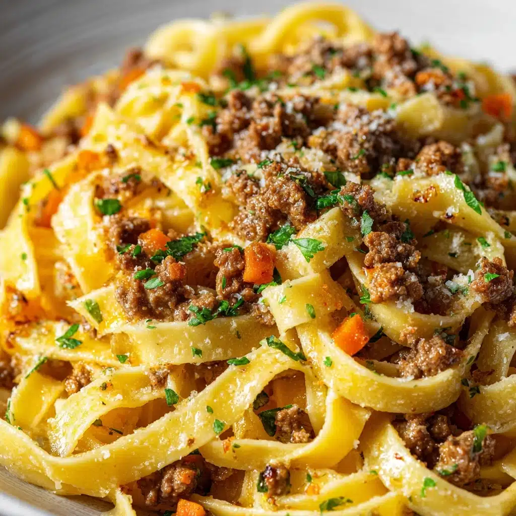 One-Pot Creamy Beef and Garlic Butter Pasta Recipe - Recipe Image