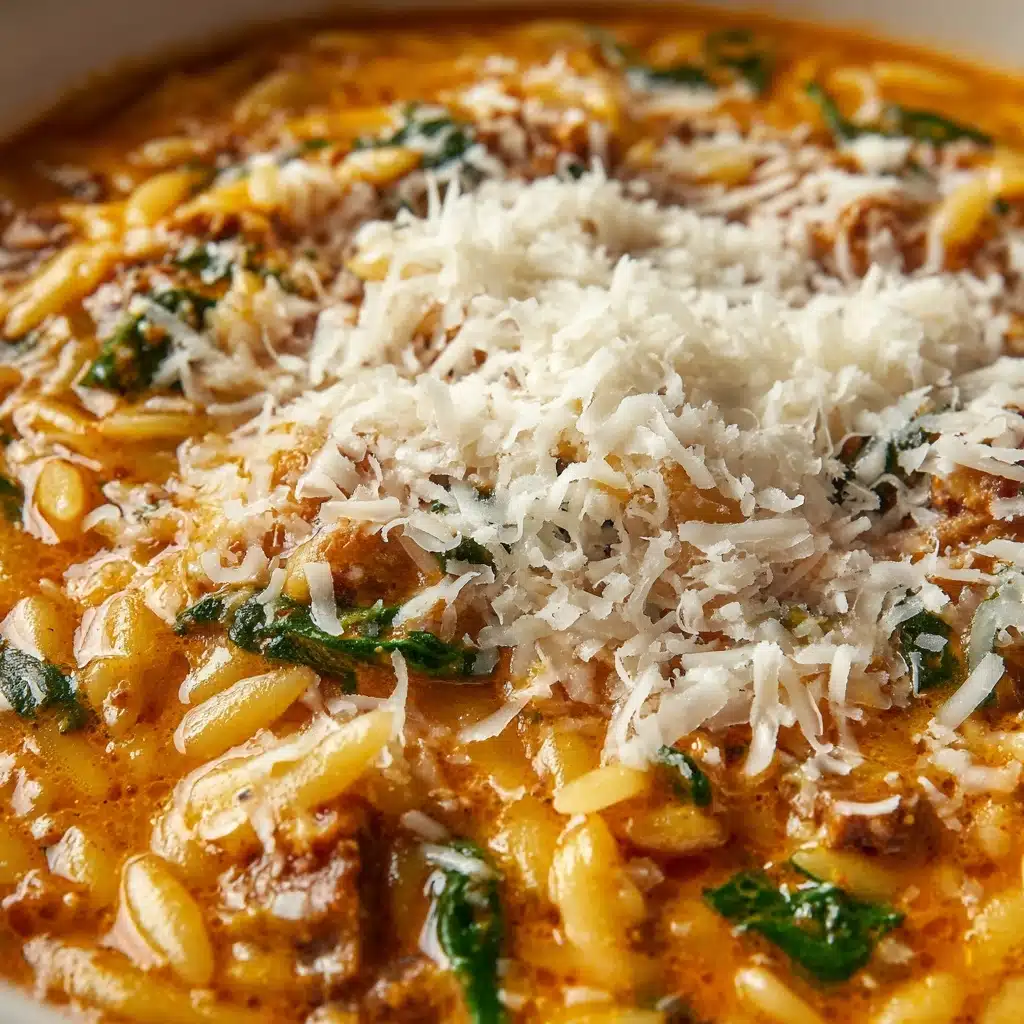 Ground Beef Orzo with Tomato Cream Sauce Recipe