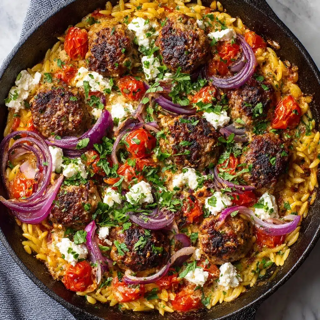 Greek Meatballs and Orzo Skillet: A Flavor-Packed One-Pan Meal Recipe - Recipe Image