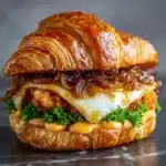 French Onion Croissant Burger Recipe