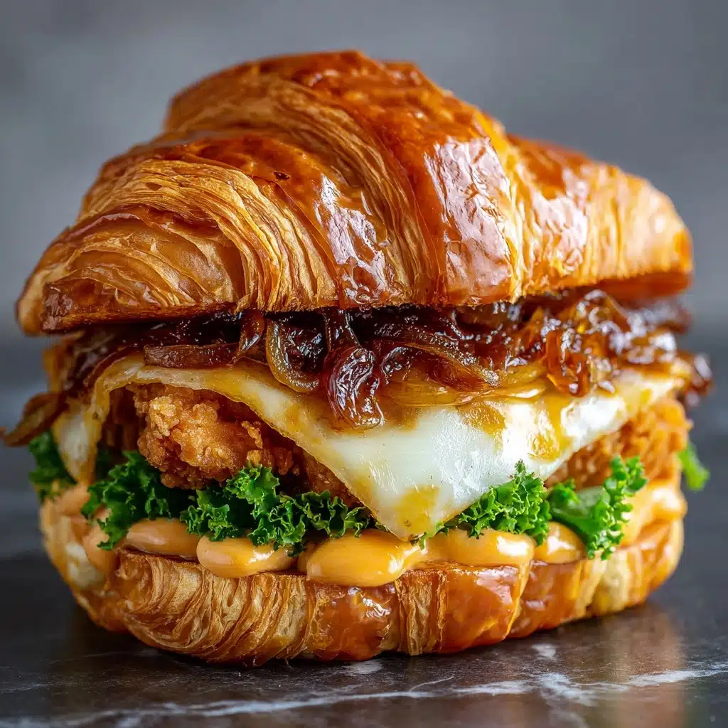 French Onion Croissant Burger Recipe