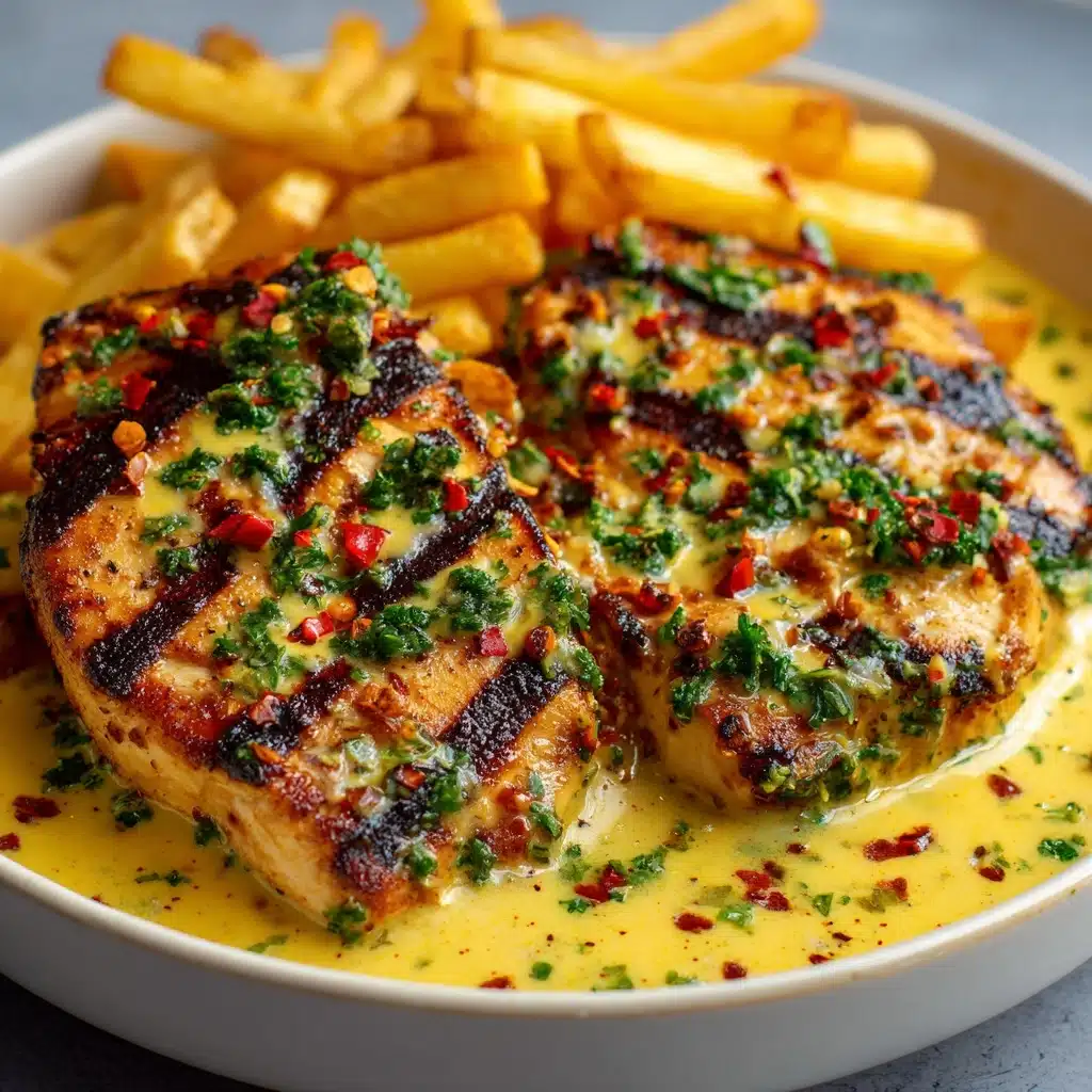 Spicy Creamy Garlic Parmesan Chicken Fillet with Fries Recipe - Recipe Image