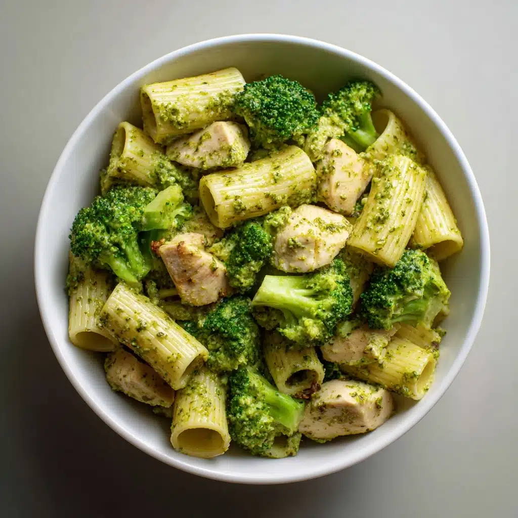 One Pan Creamy Pesto Chicken & Broccoli Pasta Recipe