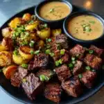 Garlic Butter Steak Bites and Smashed Potatoes Recipe