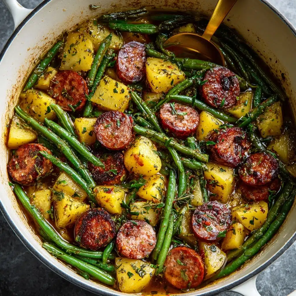 One Pot Smoked Sausage, Green Beans, and Potatoes Recipe - Recipe Image
