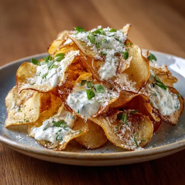 Homemade Potato Chips with Gorgonzola Cheese Sauce Recipe