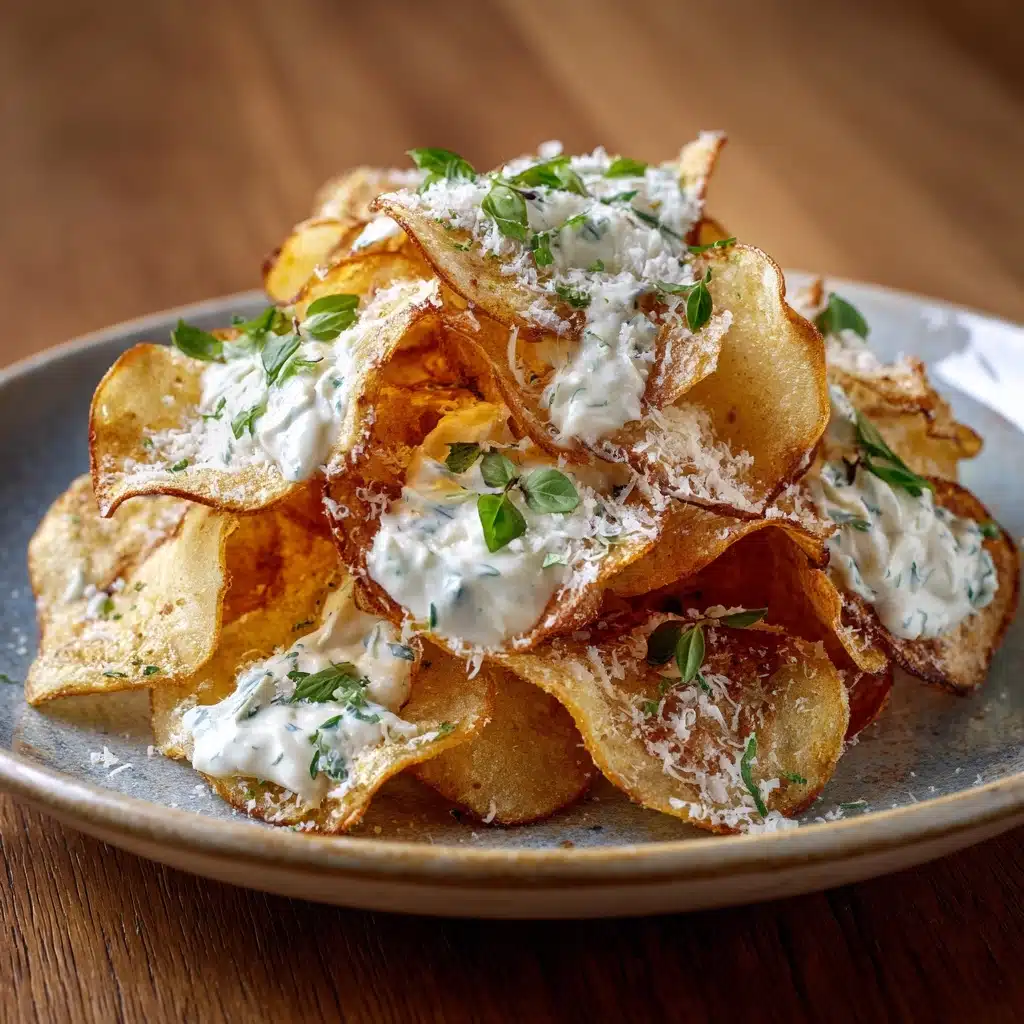 Homemade Potato Chips with Gorgonzola Cheese Sauce Recipe