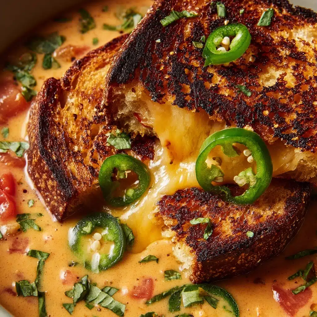 Spicy Jalapeño Popper Soup with Grilled Cheese Dippers Recipe - Recipe Image