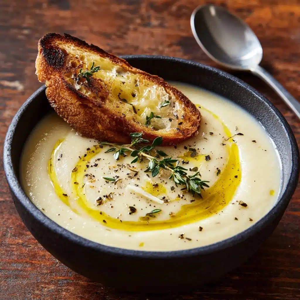 Celeriac Leek Soup with Thyme & Gruyère Toasts Recipe - Recipe Image