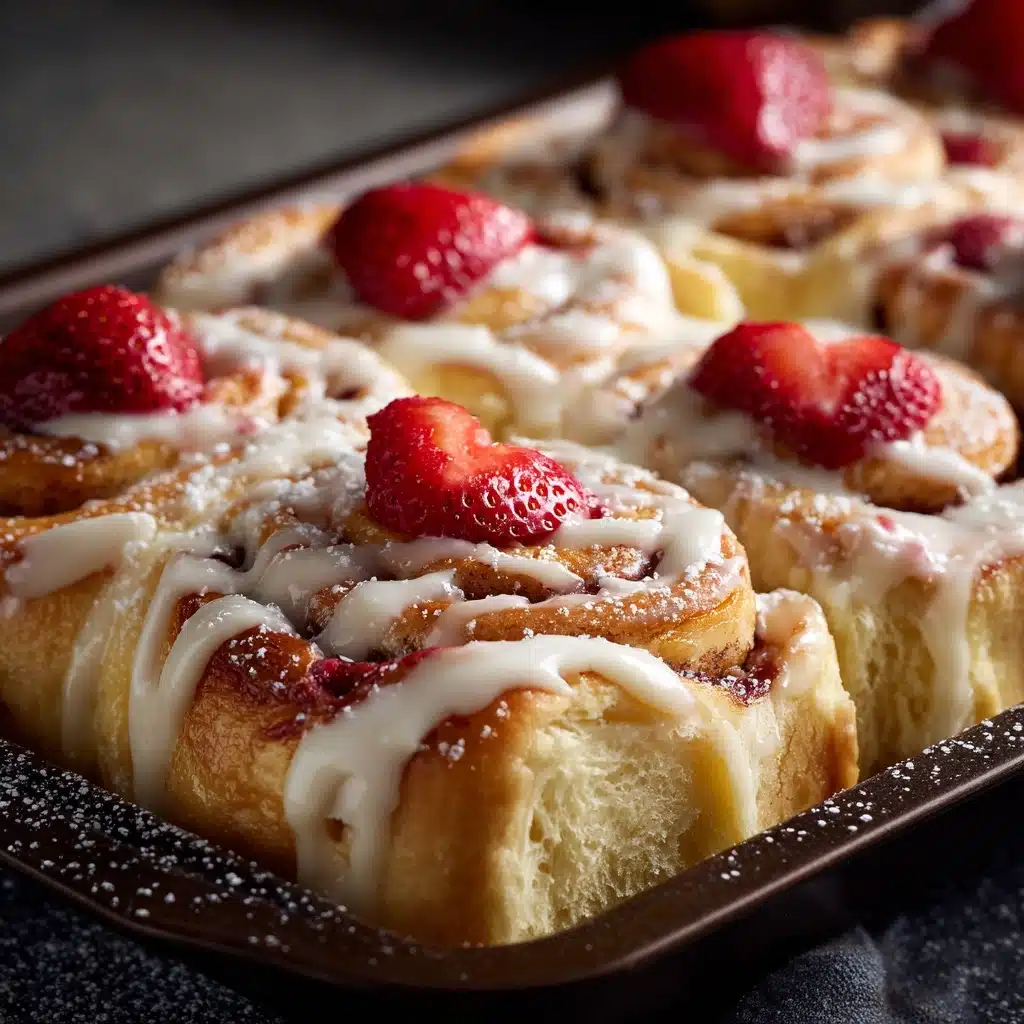 Strawberry and Cream Cinnamon Rolls with Strawberry Filling Recipe - Recipe Image