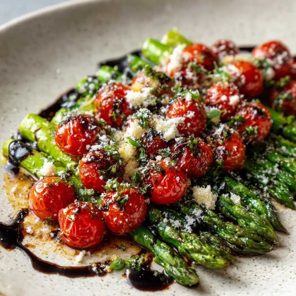 Parmesan Roasted Asparagus with Tomatoes and Balsamic Recipe - Recipe Image