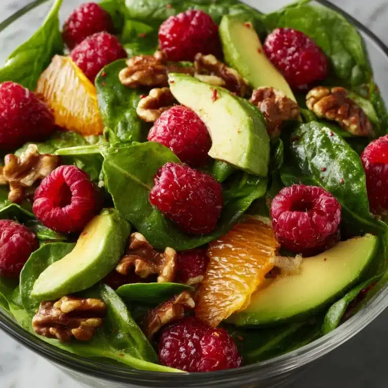 Raspberry-Spinach Salad with Avocado & Walnuts Recipe