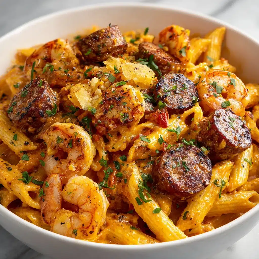 Creamy Cajun Pasta with Shrimp and Spicy Sausage Recipe - Recipe Image
