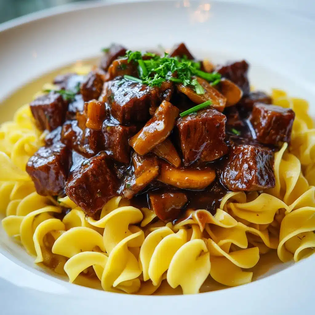 Tender Crockpot Beef Tips with Noodles Recipe - Recipe Image