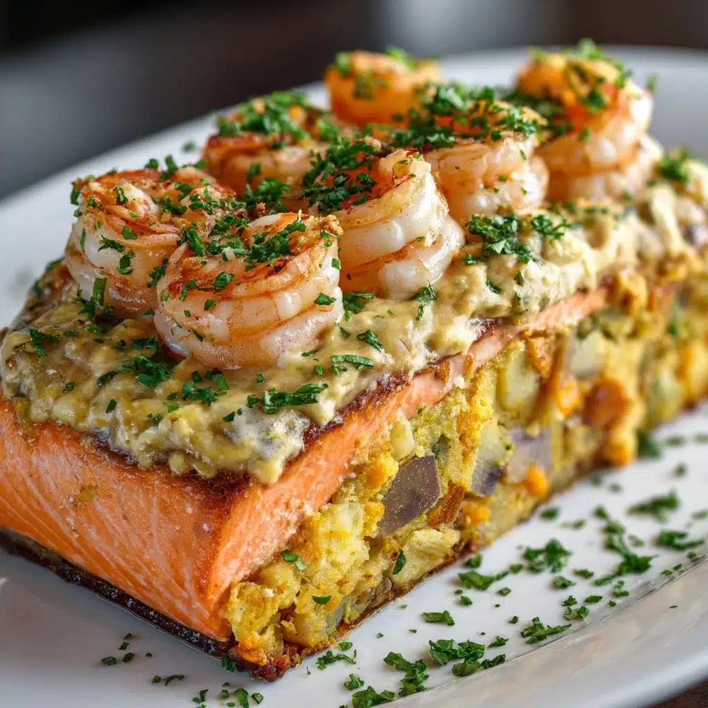 Crab and Shrimp Stuffed Salmon: A Decadent Dinner Recipe - Recipe Image