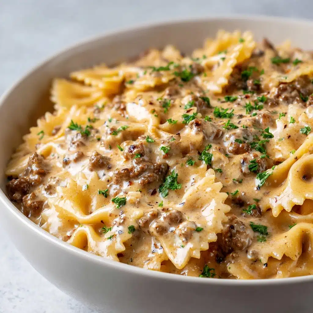 Creamy Beef and Bowtie Pasta Recipe - Recipe Image