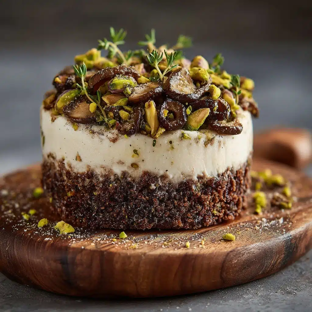 Pistachio and Mushroom Cheesecake with Feta & Parmesan Crust Recipe