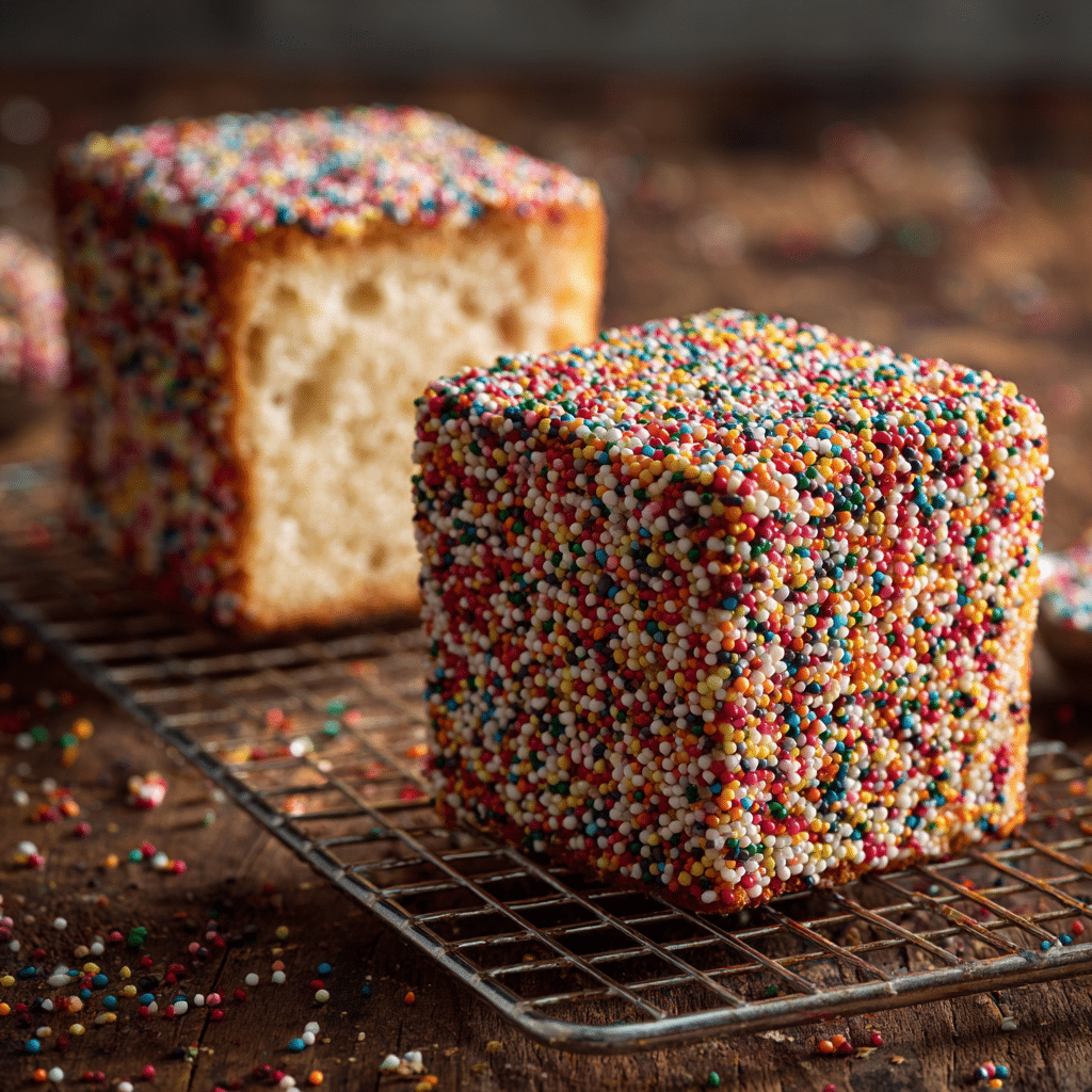 Fairy Bread Lamingtons Recipe - Recipe Image