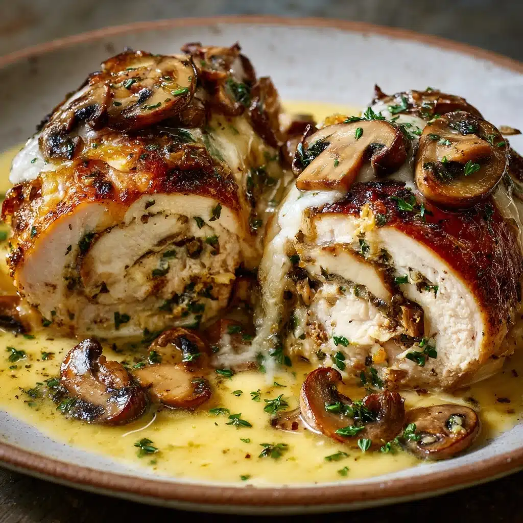 Cheesy Garlic Butter Mushroom Stuffed Chicken Recipe