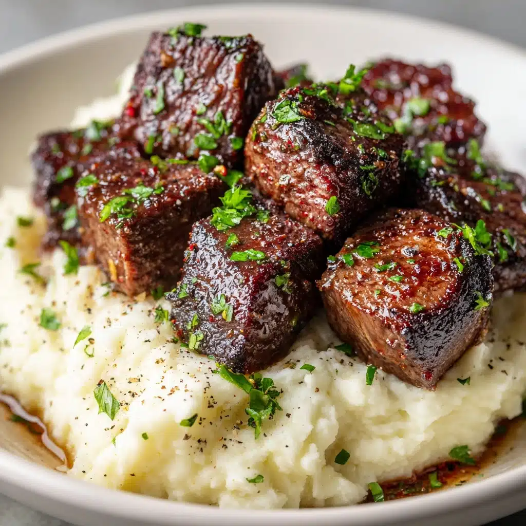 Garlic Parmesan Steak Bites with Mashed Potatoes Recipe - Recipe Image