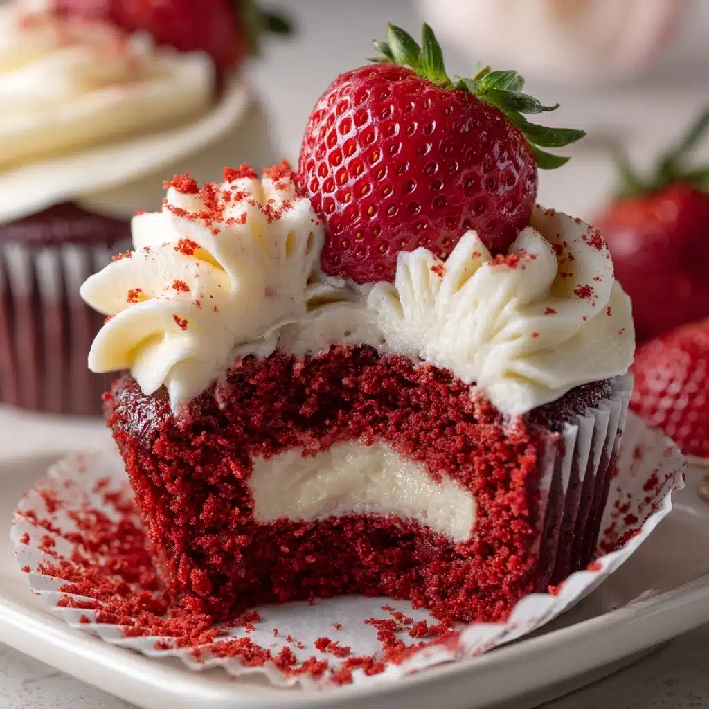 Strawberry Cheesecake Red Velvet Cupcakes Recipe - Recipe Image