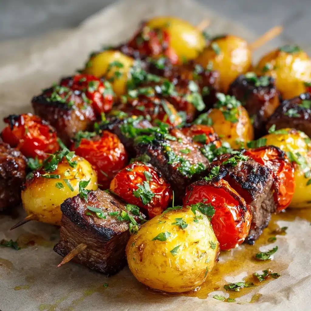 Rosemary Garlic Steak Kebabs Recipe