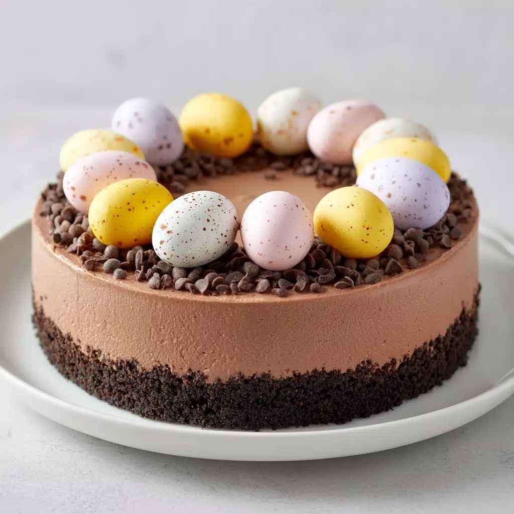 No-Bake Mini Egg Chocolate Cheesecake Recipe - Recipe Image