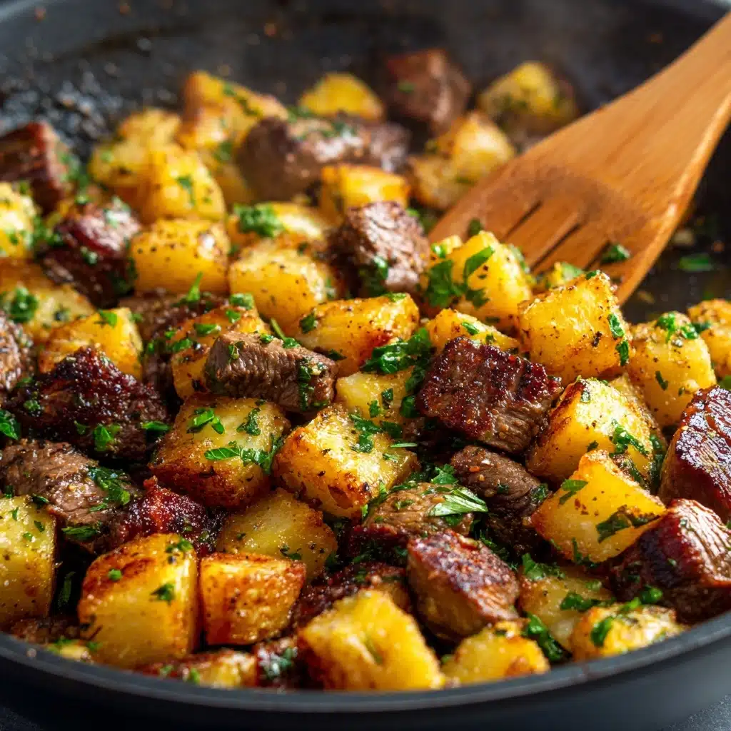 Garlic Butter Steak Bites with Herb Potatoes Recipe - Recipe Image