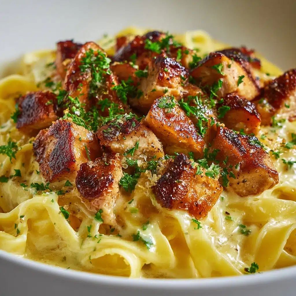 Chicken Bites with Creamy Parmesan Pasta Recipe - Recipe Image