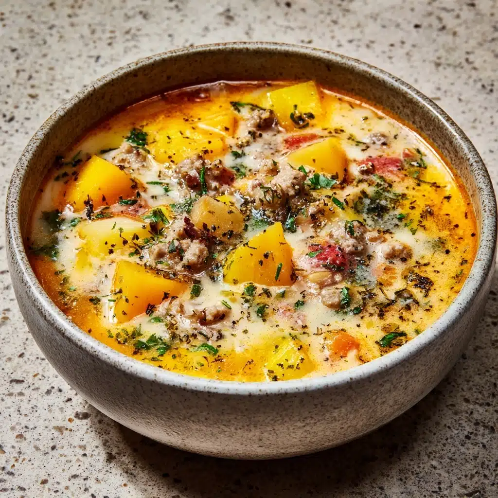 Creamy Slow Cooker Cheeseburger Soup Recipe - Recipe Image