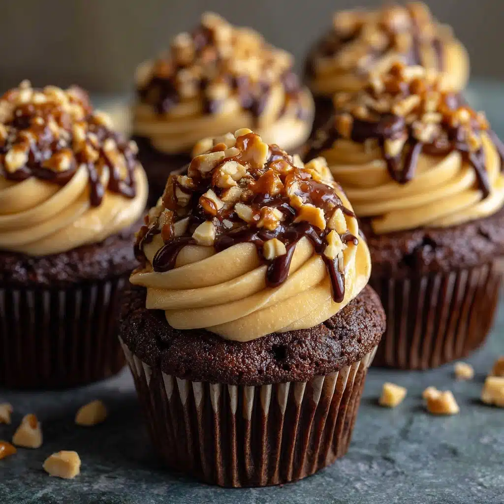 Gooey Chocolate Peanut Butter Cupcakes Recipe - Recipe Image