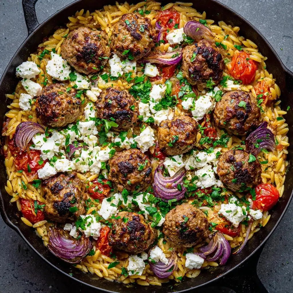 Greek Meatballs and Orzo Skillet: A Flavor-Packed One-Pan Meal Recipe - Recipe Image