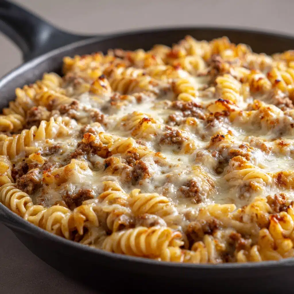 Cheesy Ground Beef Pasta Skillet Recipe