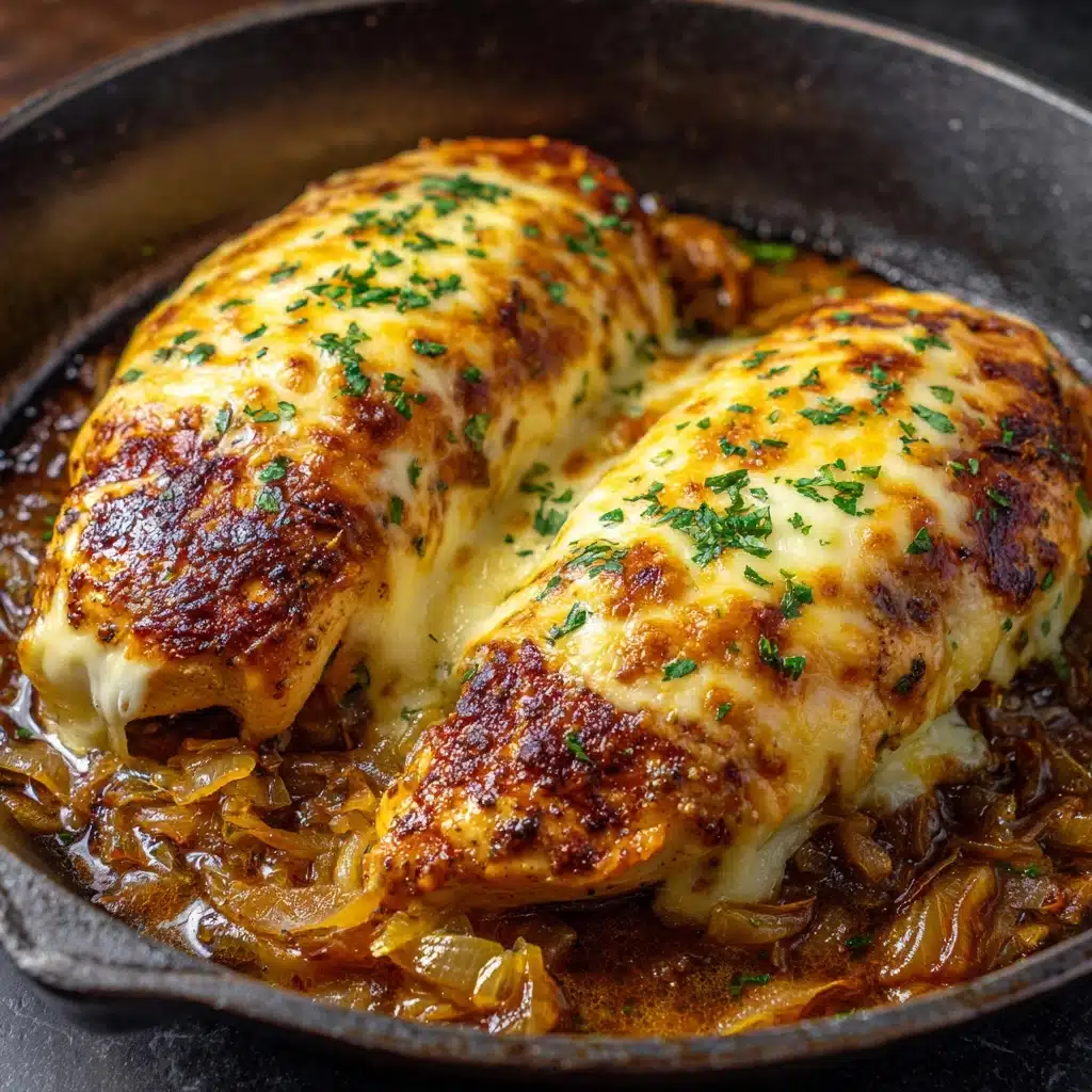 Easy One Pan French Onion Stuffed Chicken Recipe - Recipe Image