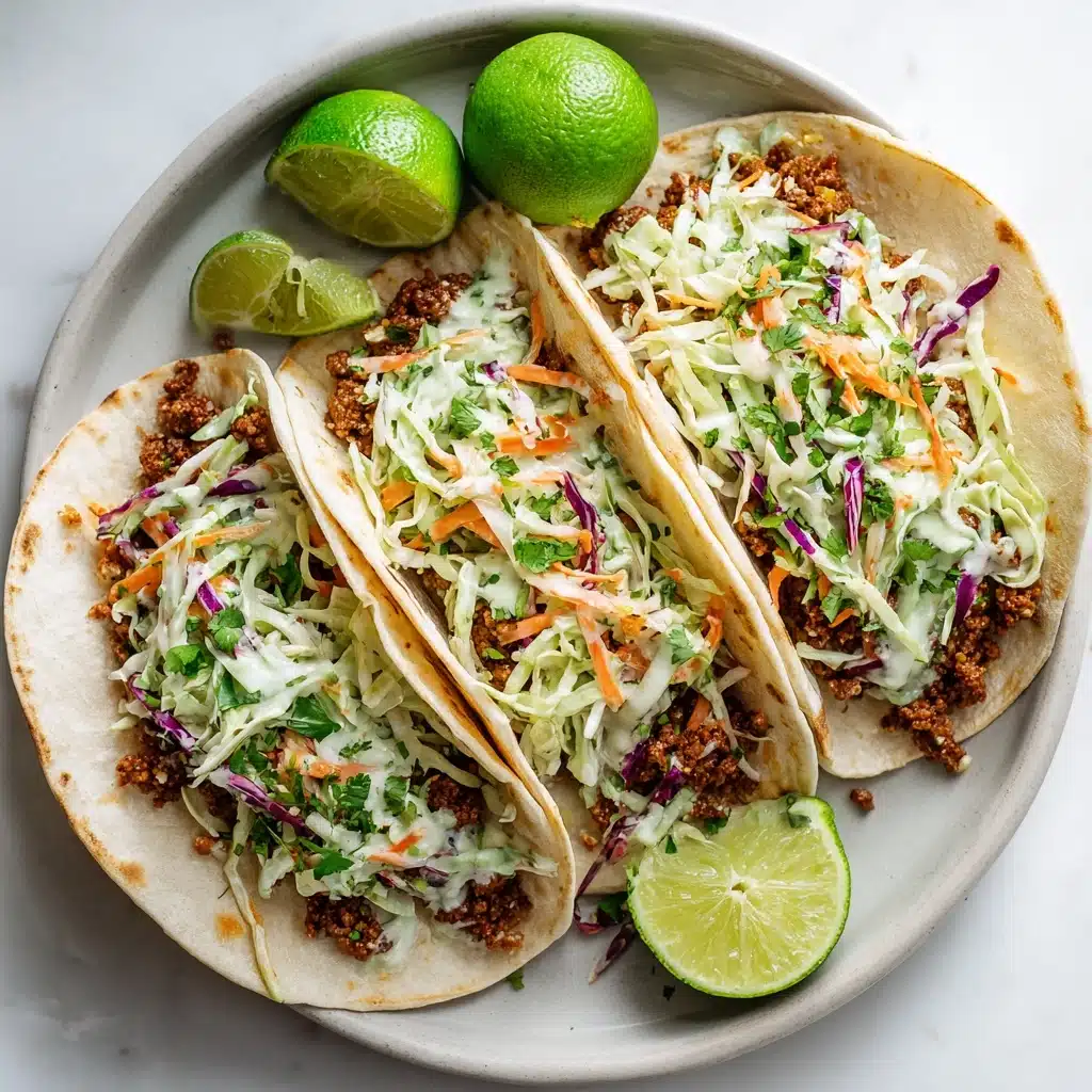 Beef Tacos with Peach Vinegar Slaw Recipe