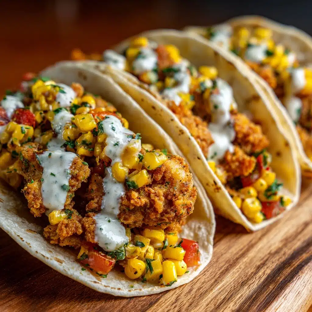 Fried Chicken Street Corn Tacos with Jalapeño Lime Recipe