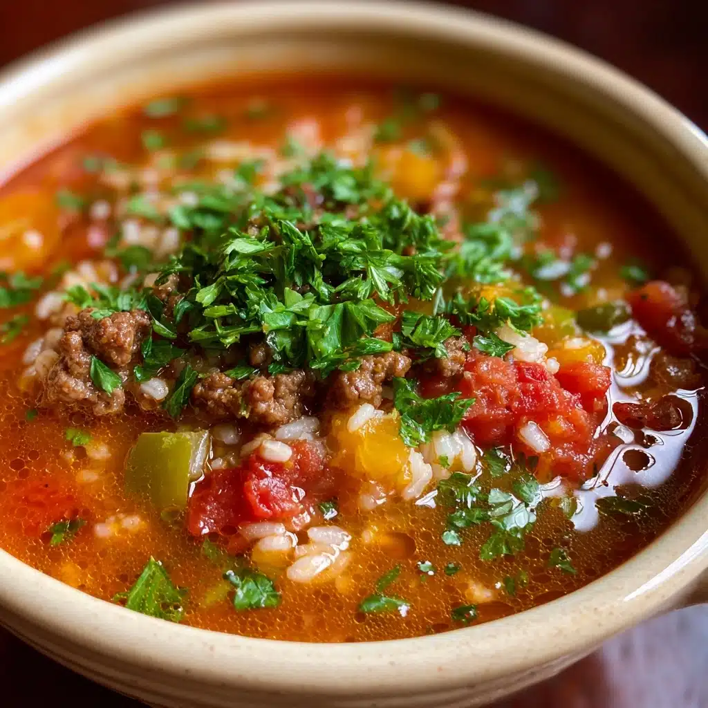 Stuffed Pepper Soup with Ground Beef and Rice Recipe - Recipe Image