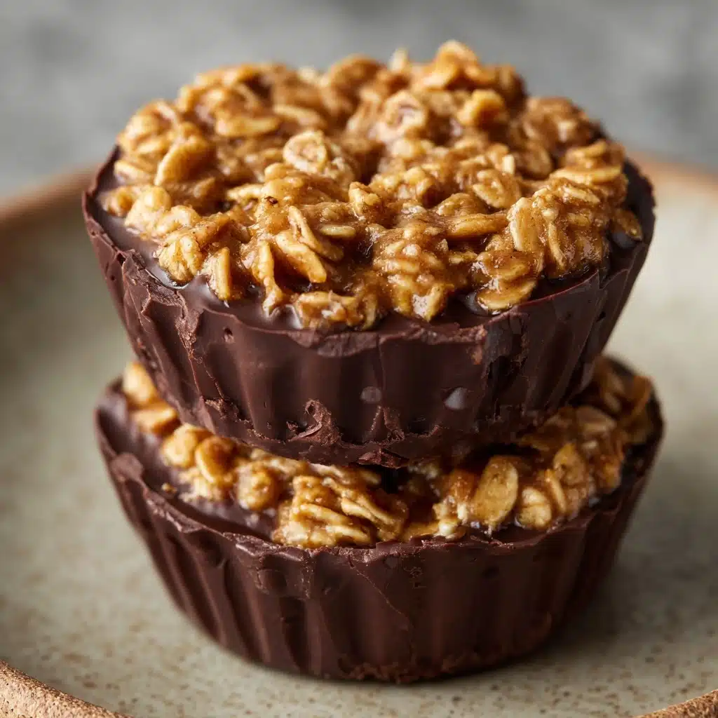 Easy No-Bake Peanut Butter Oat Cups with a Chocolate Topping Recipe