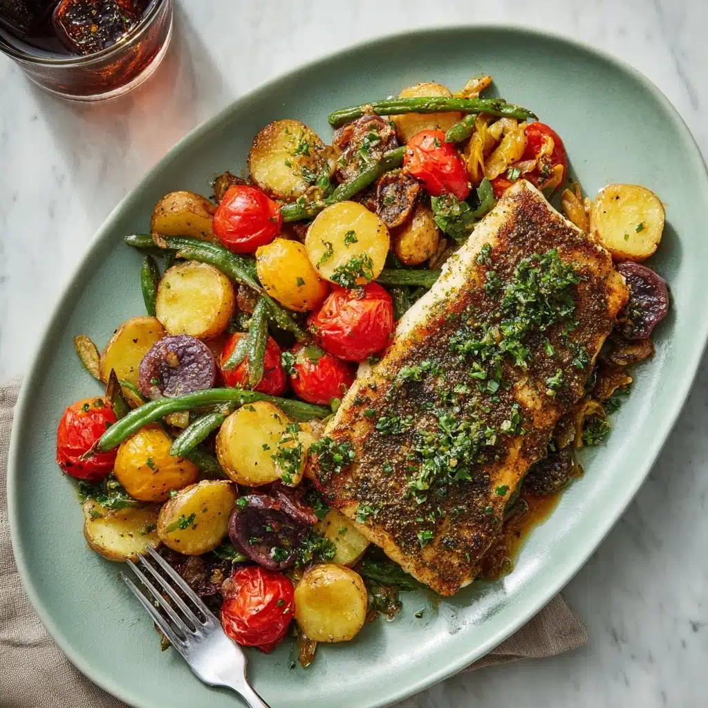 Herb-Crusted Tilapia with Roasted Vegetables Recipe - Recipe Image