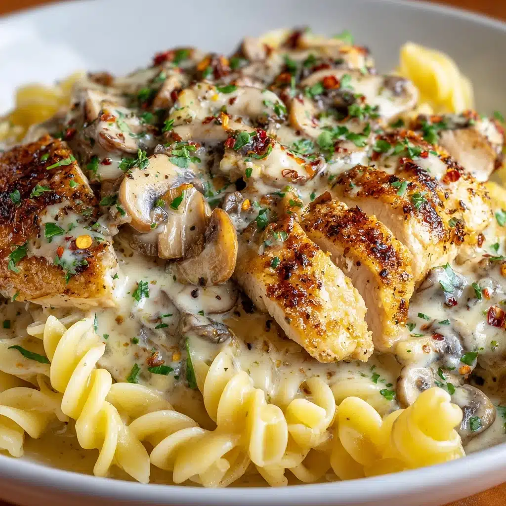 Chicken and Mushroom Pasta in Creamy Sauce Recipe - Recipe Image