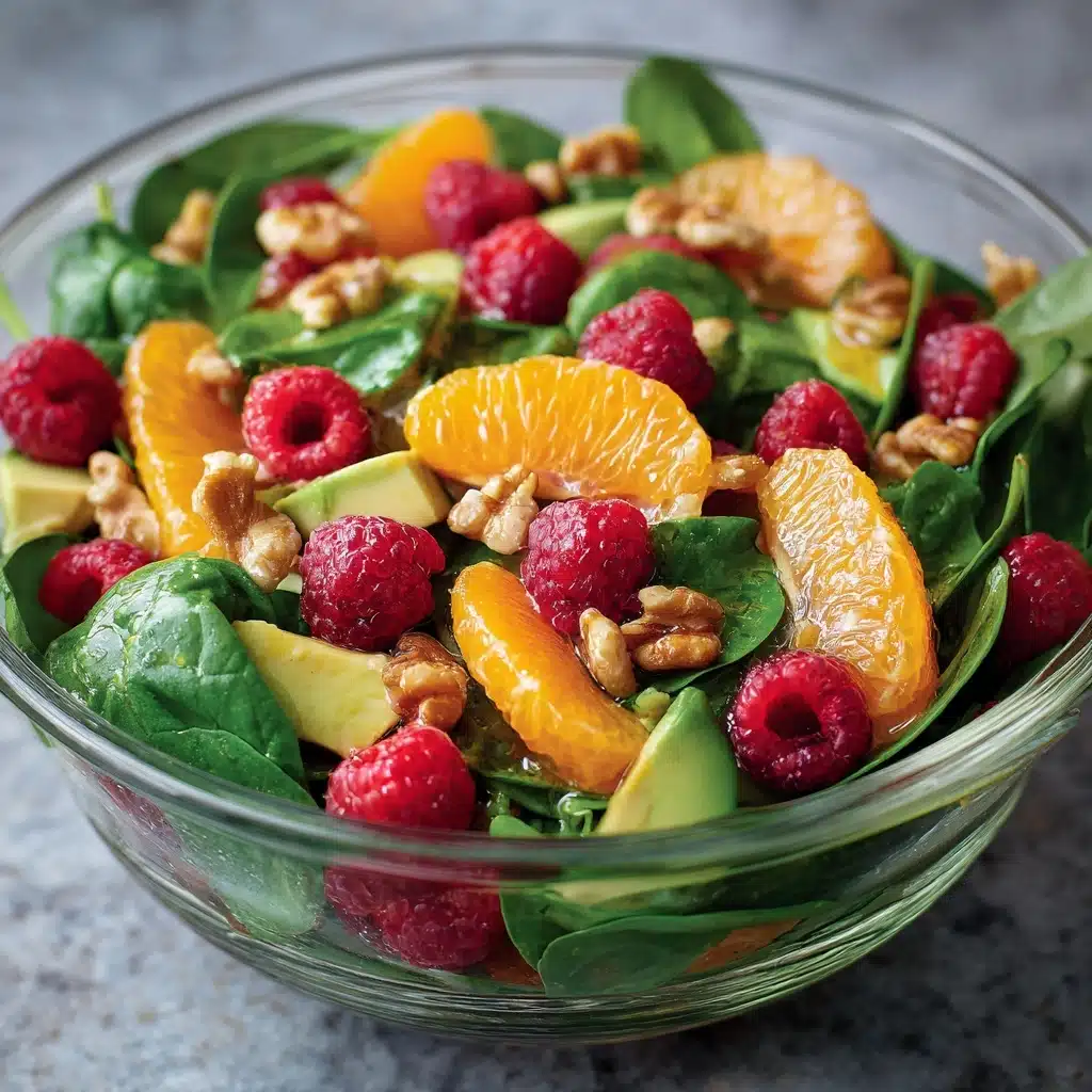 Raspberry-Spinach Salad with Avocado & Walnuts Recipe - Recipe Image