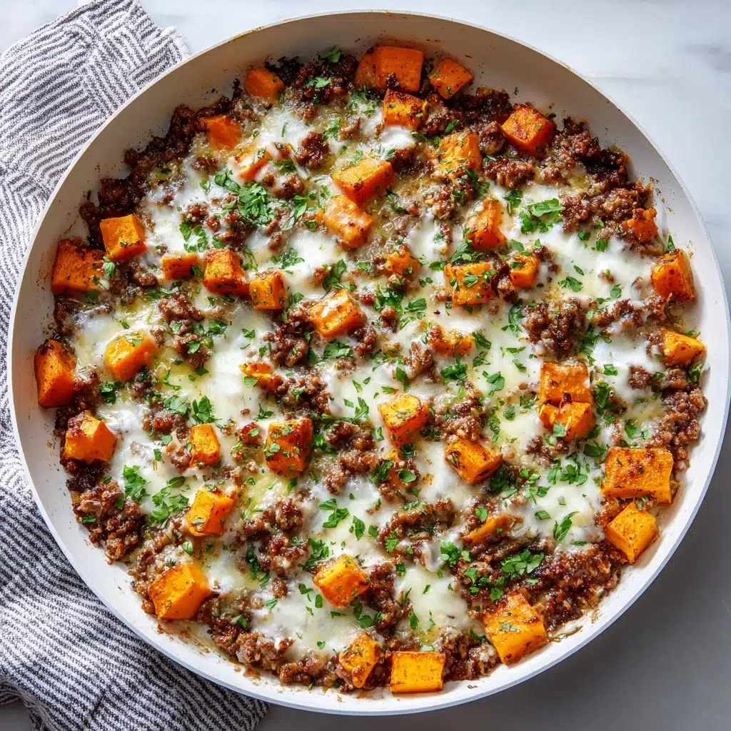 Cheesy Turkey and Sweet Potato Skillet Recipe - Recipe Image