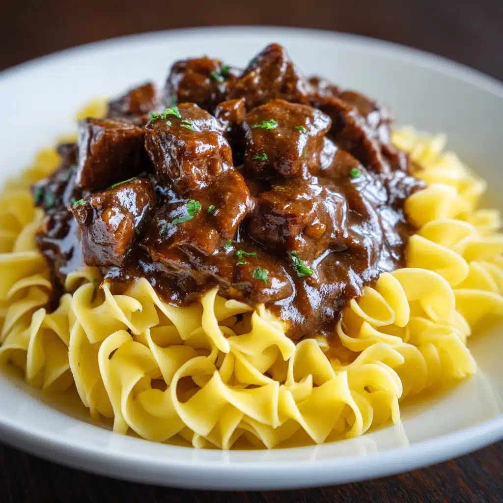 Tender Crockpot Beef Tips with Noodles Recipe - Recipe Image