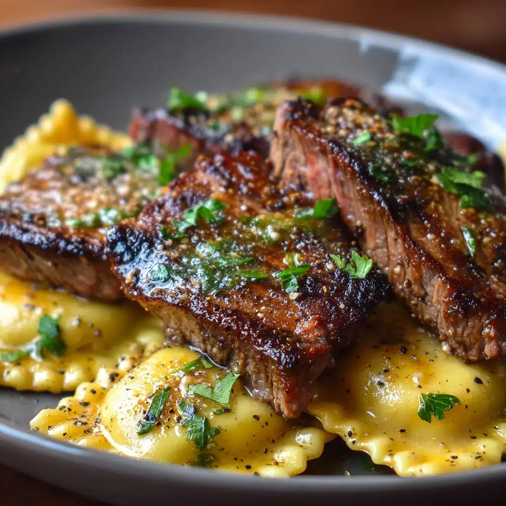 One-Skillet Garlic Butter Steak & Cheese Ravioli Recipe