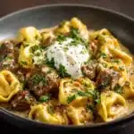 One-Skillet Beef Stroganoff Tortellini Recipe