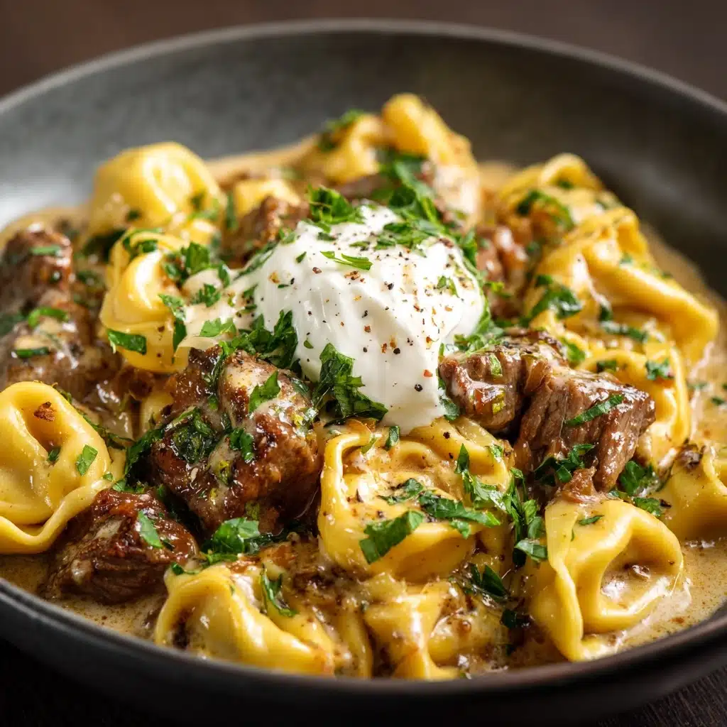 One-Skillet Beef Stroganoff Tortellini Recipe - Recipe Image