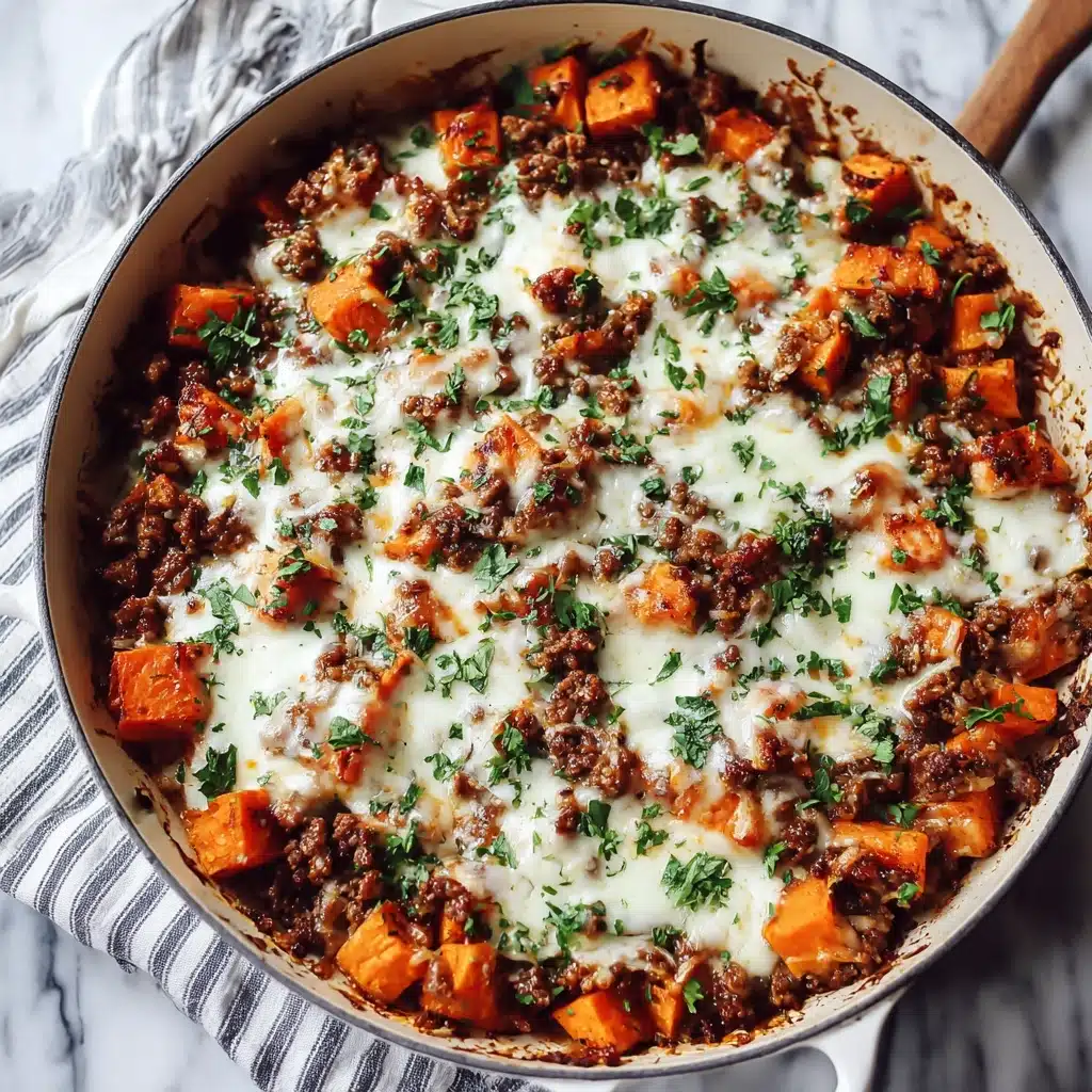 Cheesy Turkey and Sweet Potato Skillet Recipe - Recipe Image